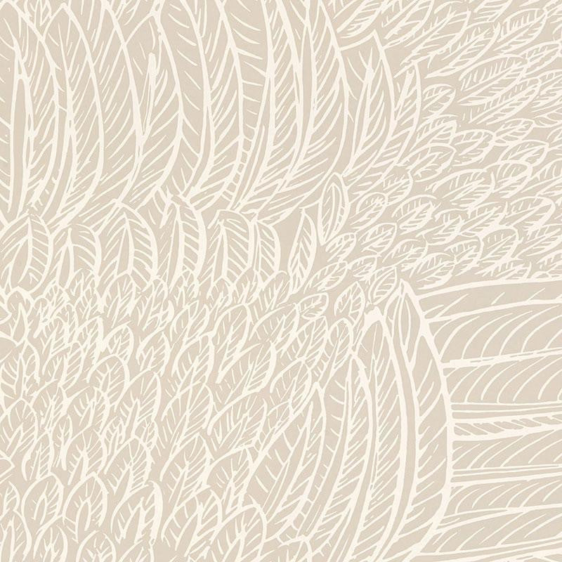 Featherfest Natural 5007561 by Schumacher Wallpaper Drawn From Nature 27.0" - Fabric Carolina -