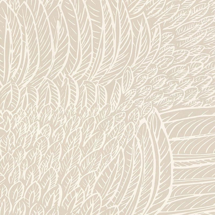 Featherfest Natural 5007561 by Schumacher Designer Wallpaper Drawn From Nature 27.0" - Swanky Fabrics -