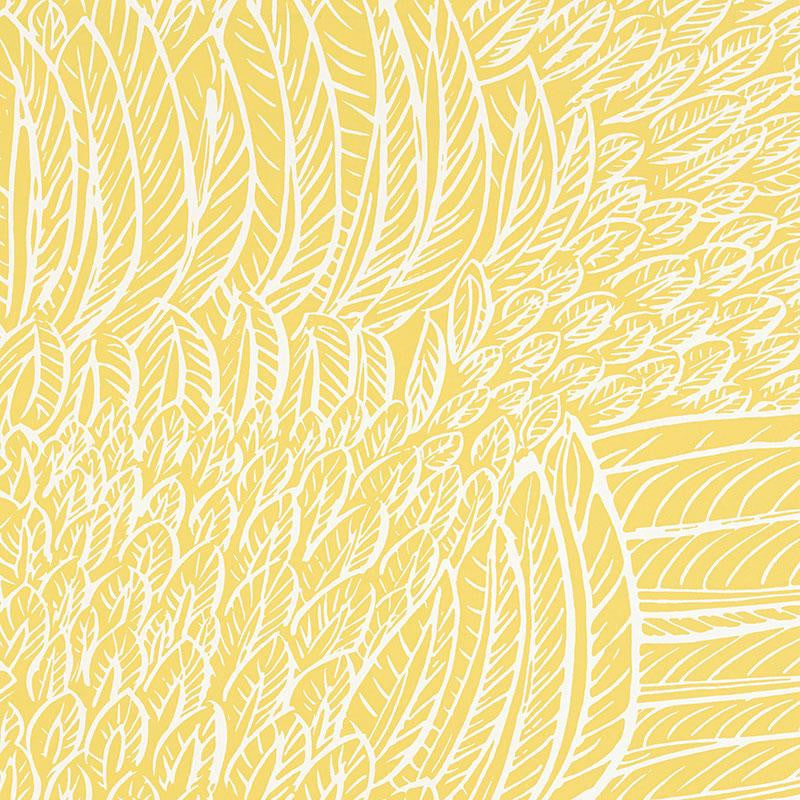 Featherfest Citron 5007562 by Schumacher Wallpaper Drawn From Nature 27.0" - Fabric Carolina -
