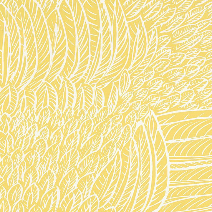 Featherfest Citron 5007562 by Schumacher Wallpaper Drawn From Nature 27.0" - Fabric Carolina -