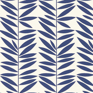 Leaf Stripe Marine 5007512 by Schumacher Wallpaper