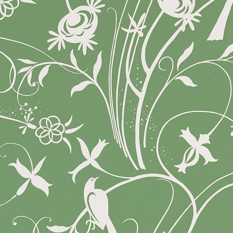 Sky Meadow Green 5007623 by Schumacher Designer Wallpaper Drawn From Nature 27.0" - Swanky Fabrics -