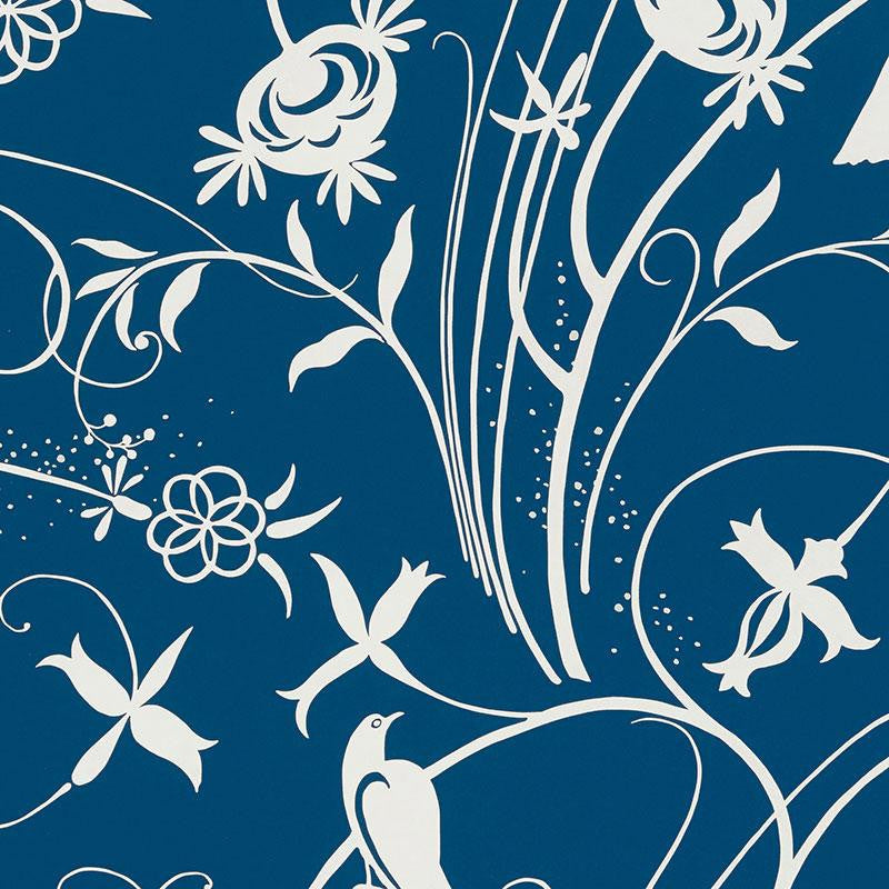 Sky Meadow Blue 5007624 by Schumacher Wallpaper Drawn From Nature 27.0" - Fabric Carolina -