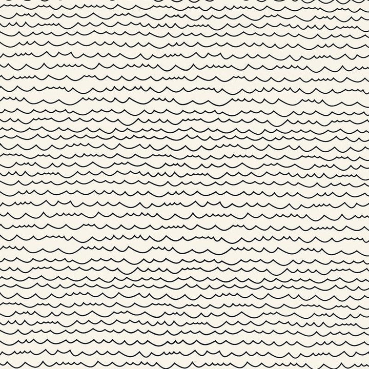 Waves Black & White 5007461 by Schumacher Wallpaper Drawn From Nature 27.0" - Fabric Carolina -