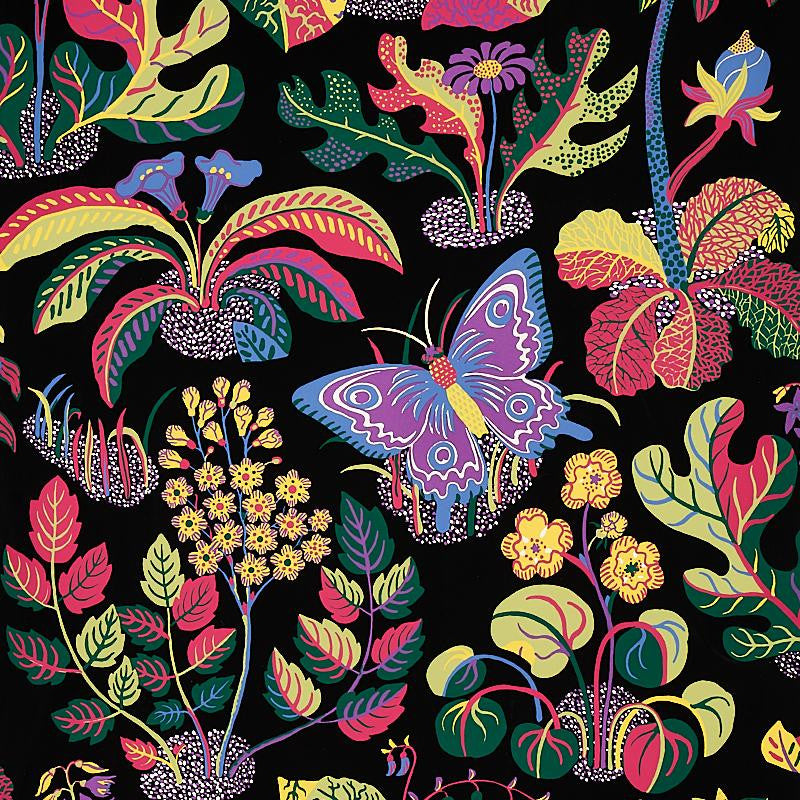 Exotic Butterfly Black 5008422 by Schumacher Wallpaper Signature Schumacher 27.0" - Fabric Carolina -
