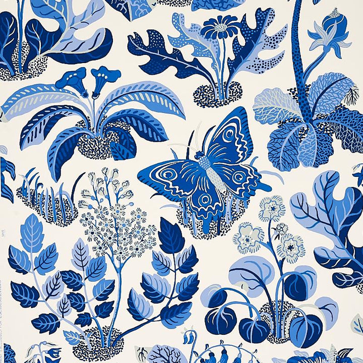 Exotic Butterfly Marine 5008423 by Schumacher Wallpaper Signature Schumacher 27.0" - Fabric Carolina -