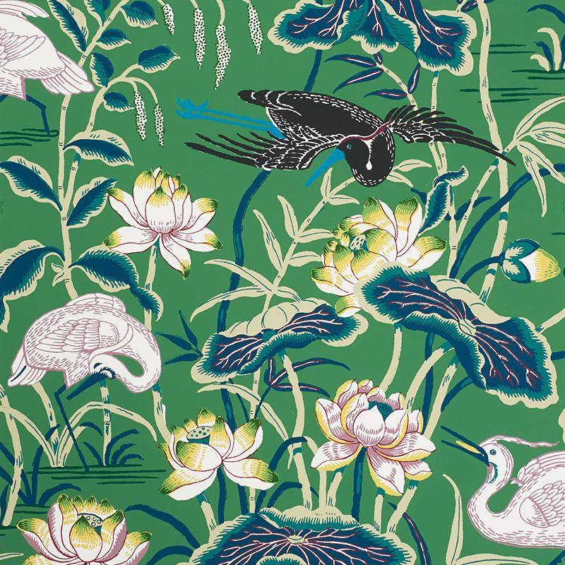 Lotus Garden Jade 5008430 by Schumacher Wallpaper Signature Schumacher 27.0" - Fabric Carolina -