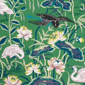 Lotus Garden Jade 5008430 by Schumacher Wallpaper