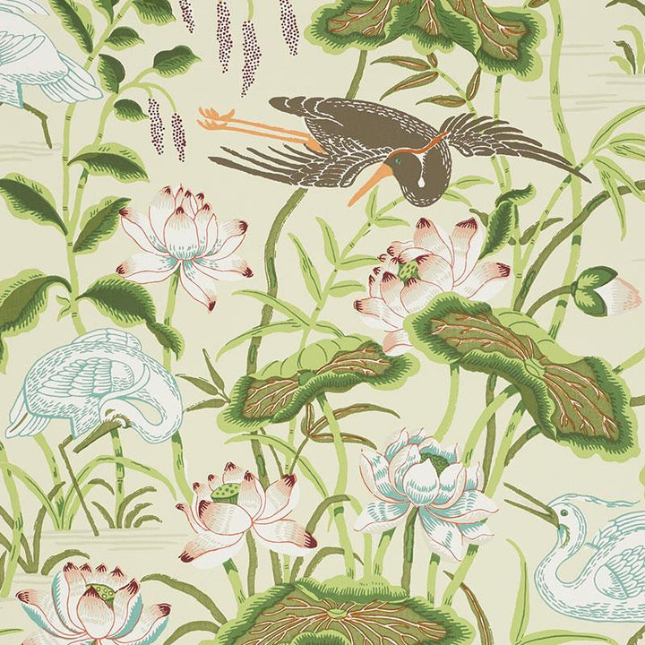 Lotus Garden Parchment 5008431 by Schumacher Wallpaper Signature Schumacher 27.0" - Fabric Carolina -