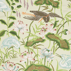 Lotus Garden Parchment 5008431 by Schumacher Wallpaper
