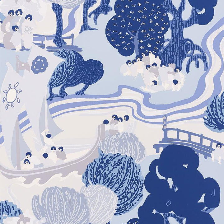 Pearl River Blues 5008441 by Schumacher Wallpaper Signature Schumacher 27.0" - Fabric Carolina -