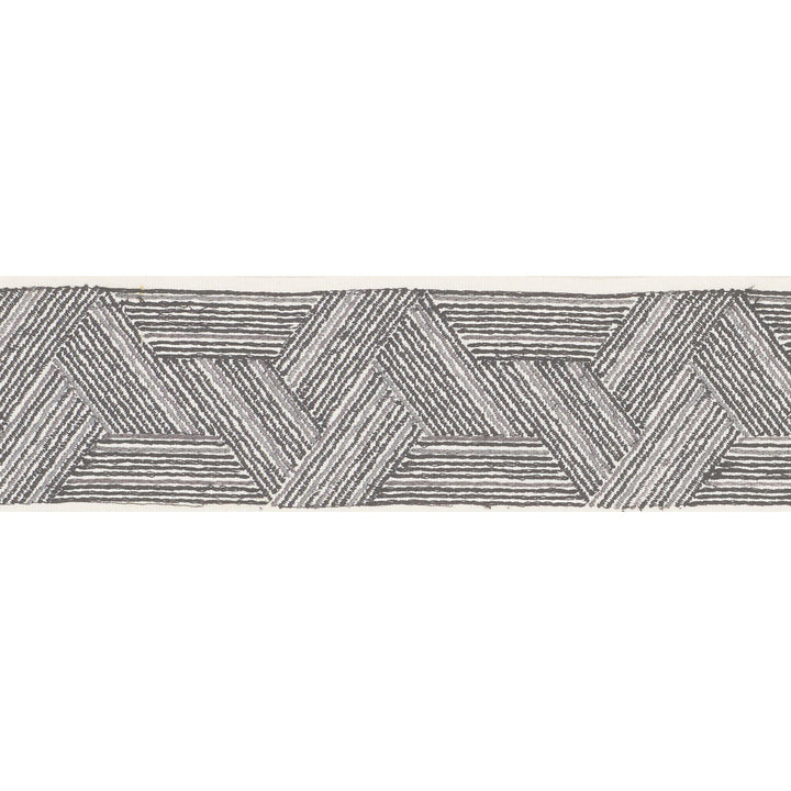 Inara Tape Black & Charcoal 71992 by Schumacher Trim Caravanne 3.75" - Fabric Carolina -