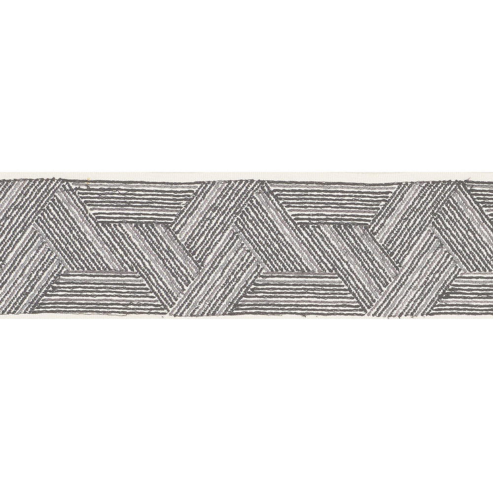 Inara Tape Black & Charcoal 71992 by Schumacher Designer Trim Caravanne 3.75" - Swanky Fabrics -