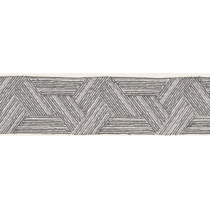 Inara Tape Black & Charcoal 71992 by Schumacher Designer Trim Caravanne 3.75" - Swanky Fabrics -
