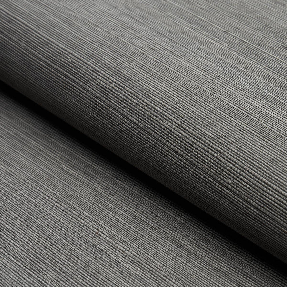 Haruki Sisal Charcoal 5004720 by Schumacher Designer Wallpaper Perfect Basics: Haruki Sisal - Swanky Fabrics -