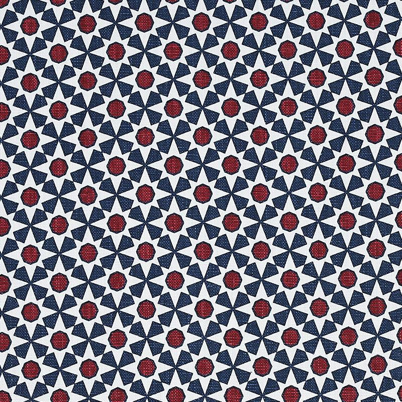 Serendipity Navy & Red 176423 by Schumacher Designer Fabric Clique 2.75" - Swanky Fabrics -