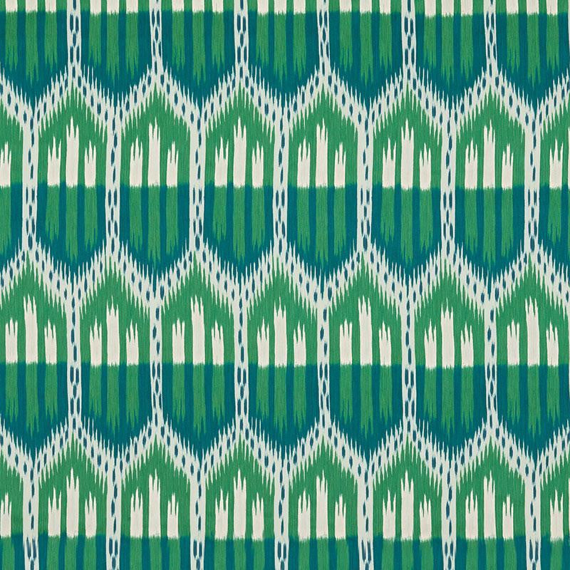 Bukhara Ikat Emerald & Peacock 176083 by Schumacher Designer Fabric Ikat Collection 13.12" - Swanky Fabrics -