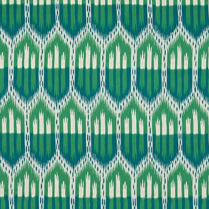 Bukhara Ikat Emerald & Peacock 176083 by Schumacher Designer Fabric Ikat Collection 13.12" - Swanky Fabrics -