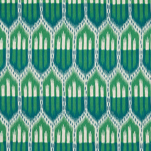 Bukhara Ikat Emerald & Peacock 176083 by Schumacher Fabric