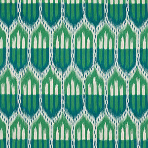 Bukhara Ikat Emerald & Peacock 176083 by Schumacher Fabric