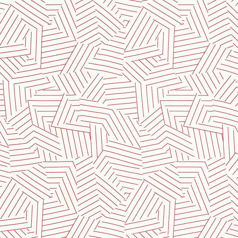 Deconstructed Stripe Red 176051 by Schumacher Fabric Miles Redd 13.5" - Fabric Carolina -