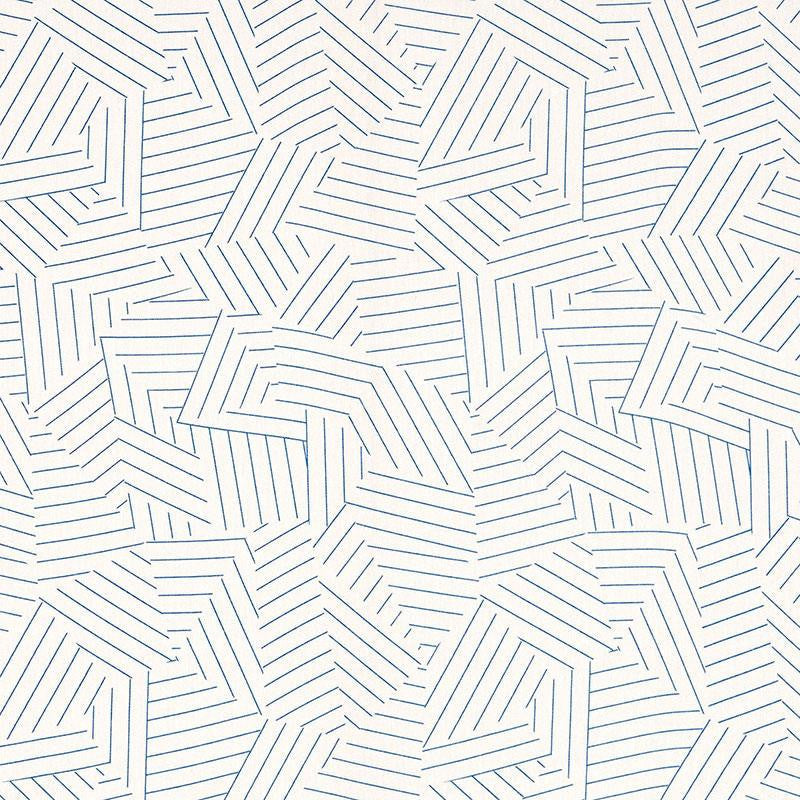 Deconstructed Stripe Cobalt 176052 by Schumacher Designer Fabric Miles Redd 13.5" - Swanky Fabrics -