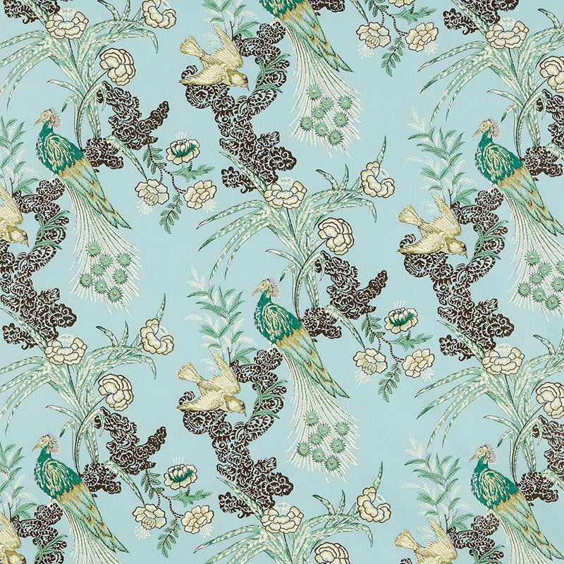 Peacock Aqua 175912 by Schumacher Fabric Miles Redd 17.5" - Fabric Carolina -
