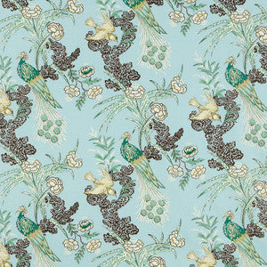 Peacock Aqua 175912 by Schumacher Fabric
