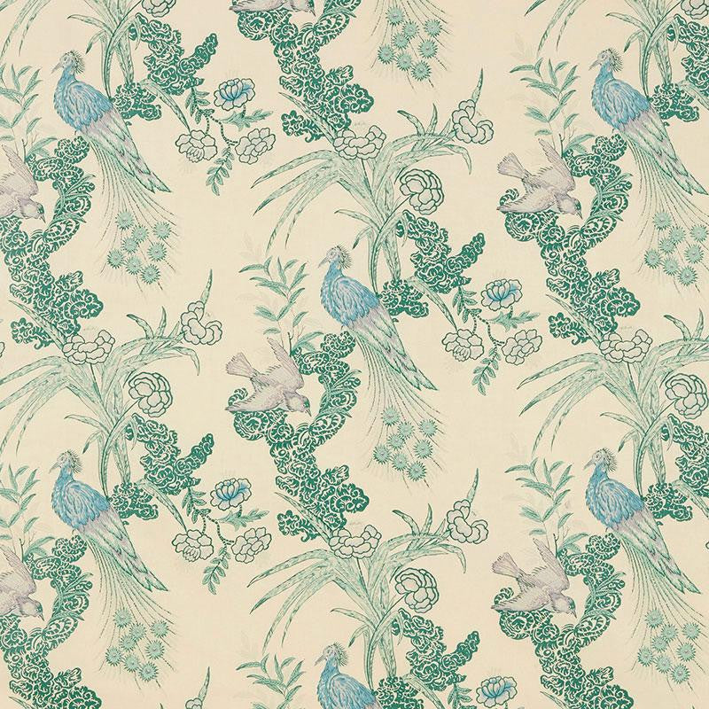 Peacock Cream 175913 by Schumacher Fabric Miles Redd 17.5" - Fabric Carolina -