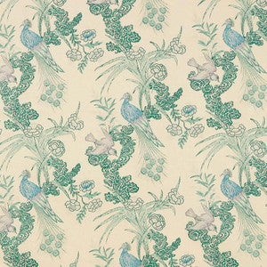 Peacock Cream 175913 by Schumacher Fabric