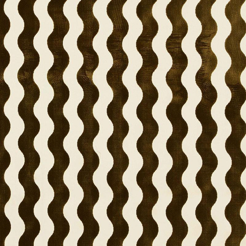 The Wave Velvet Chocolate 69421 by Schumacher Fabric Miles Redd 3.5" - Fabric Carolina -