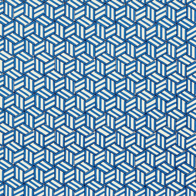 Tumbling Blocks Cobalt 176041 by Schumacher Fabric Miles Redd 6.75" - Fabric Carolina -