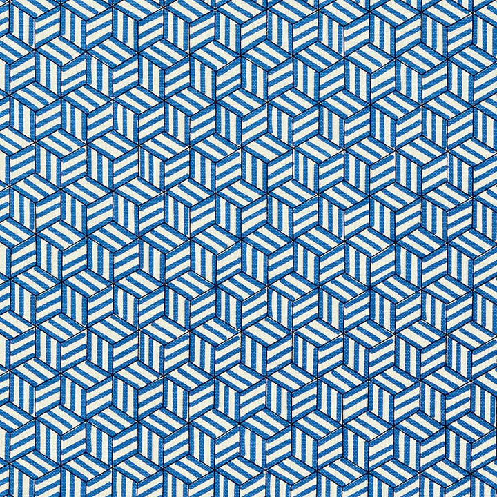 Tumbling Blocks Cobalt 176041 by Schumacher Fabric Miles Redd 6.75" - Fabric Carolina -