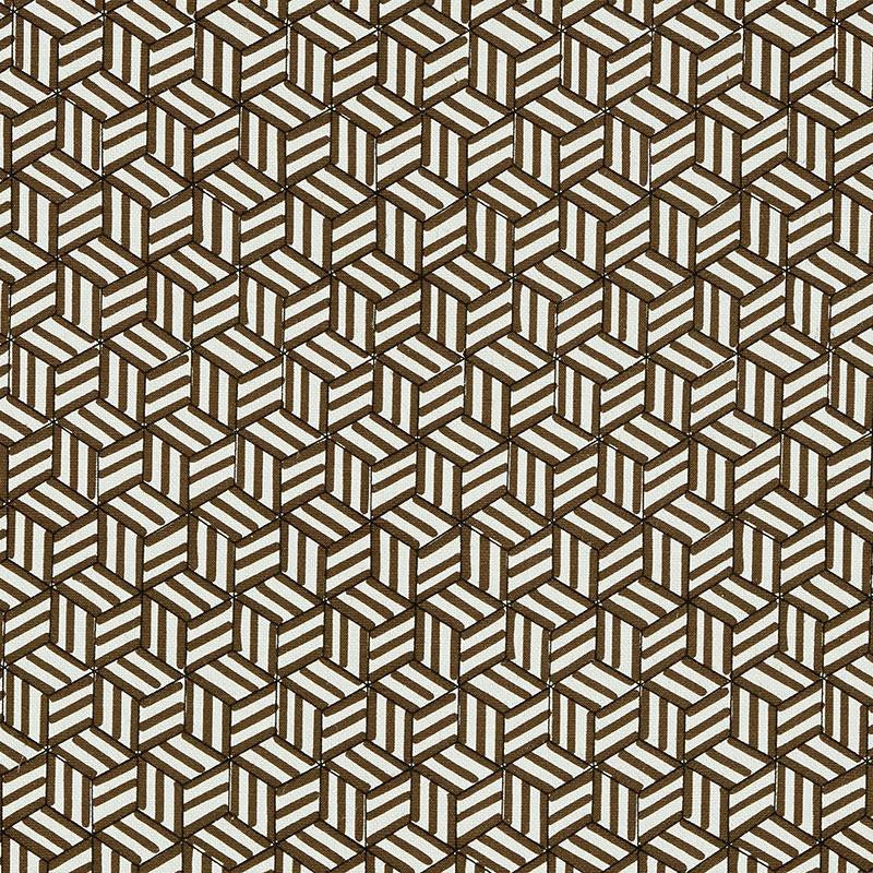 Tumbling Blocks Chocolate 176042 by Schumacher Fabric Miles Redd 6.75" - Fabric Carolina -