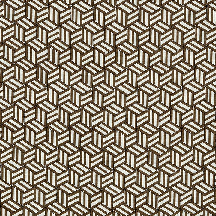 Tumbling Blocks Chocolate 176042 by Schumacher Fabric Miles Redd 6.75" - Fabric Carolina -