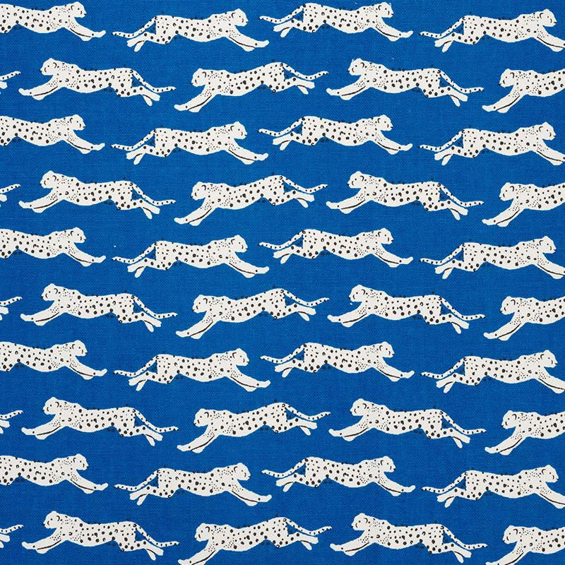 Leaping Leopards Blue 177742 by Schumacher Designer Fabric Essentials: Small-Scale Prints 5.0" - Swanky Fabrics -