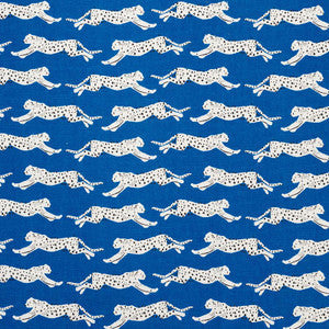 Leaping Leopards Blue 177742 by Schumacher Fabric