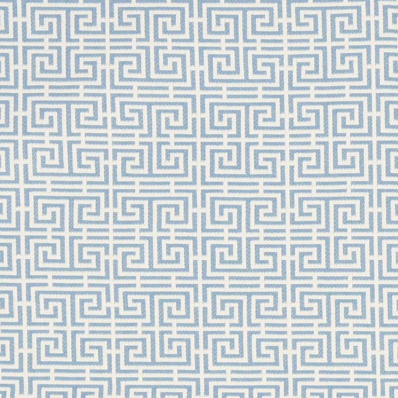 Chinois Fret Sky/Ivory 70560 by Schumacher Fabric Essentials: Small Scale Upholstery Fabrics 2.25" - Fabric Carolina -