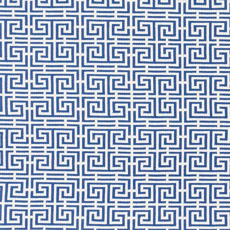 Chinois Fret Blue/White 70561 by Schumacher Designer Fabric Essentials: Small Scale Upholstery Fabrics 2.25" - Swanky Fabrics -