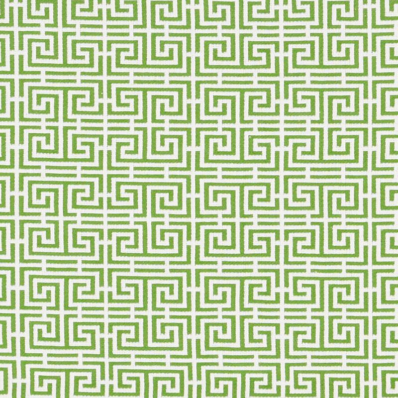 Chinois Fret Green/White 70562 by Schumacher Designer Fabric Essentials: Small Scale Upholstery Fabrics 2.25" - Swanky Fabrics -