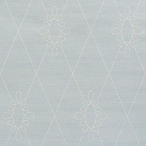 Sylvie Embroidered Sisal Water Blue 5009271 by Schumacher Wallpaper