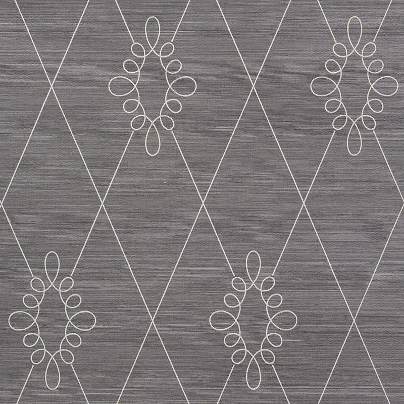 Sylvie Embroidered Sisal Charcoal 5009272 by Schumacher Wallpaper Printed & Embellished Wallcoverings 13.5" - Fabric Carolina -