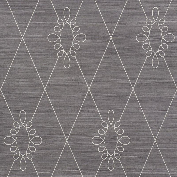 Sylvie Embroidered Sisal Charcoal 5009272 by Schumacher Wallpaper Printed & Embellished Wallcoverings 13.5" - Fabric Carolina -