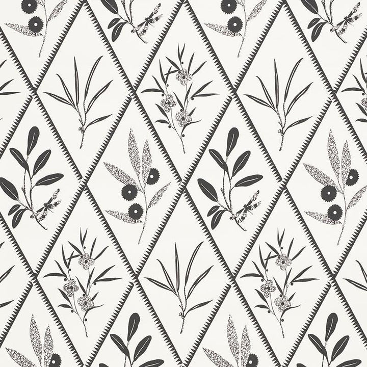 Endimione Carbon 5009373 by Schumacher Wallpaper Charlap Hyman & Herrero 13.5" - Fabric Carolina -