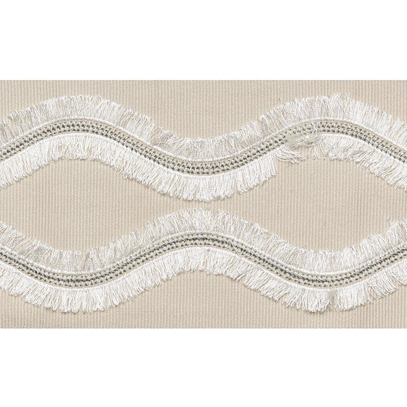 Ogee Embroidered Tape Neutral 74330 by Schumacher Designer Trim Statement Tapes 4.0" - Swanky Fabrics -