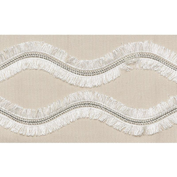 Ogee Embroidered Tape Neutral 74330 by Schumacher Designer Trim Statement Tapes 4.0" - Swanky Fabrics -