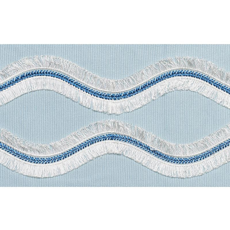 Ogee Embroidered Tape Sky 74332 by Schumacher Designer Trim Statement Tapes 4.0" - Swanky Fabrics -