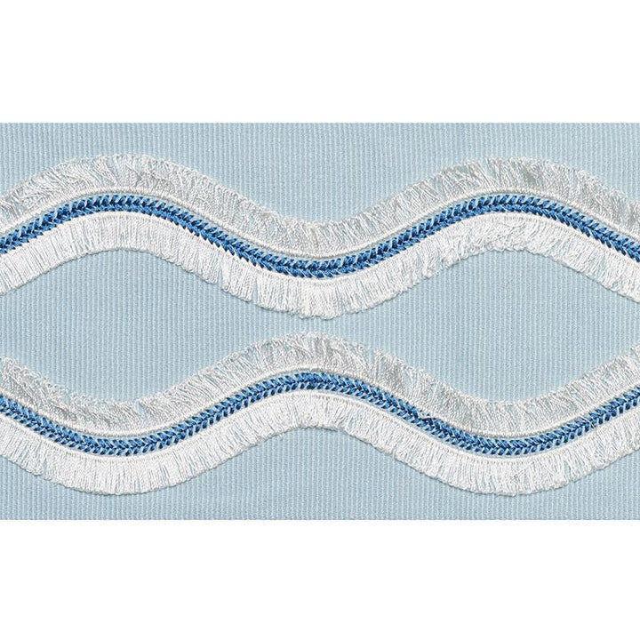 Ogee Embroidered Tape Sky 74332 by Schumacher Designer Trim Statement Tapes 4.0" - Swanky Fabrics -