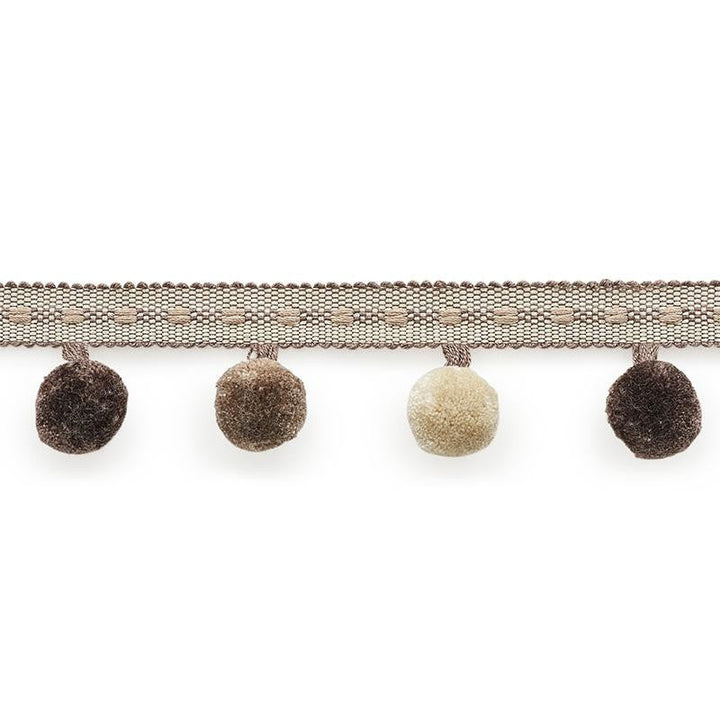 Poms Taupe 74364 by Schumacher Designer Trim Statement Tapes 4.75" - Swanky Fabrics -