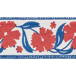Adra Hand Blocked Tape Red & Blue 74402 by Schumacher Trim